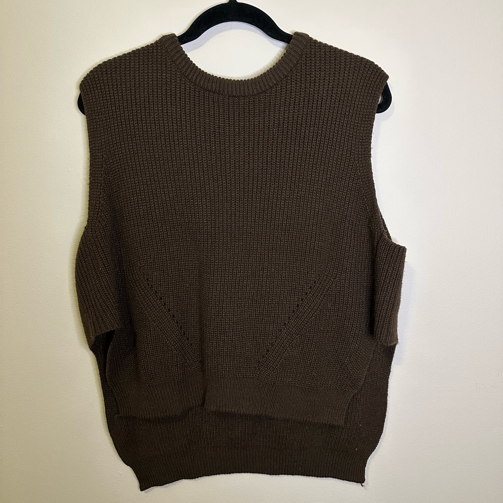 Brown Knit Vest Sweater